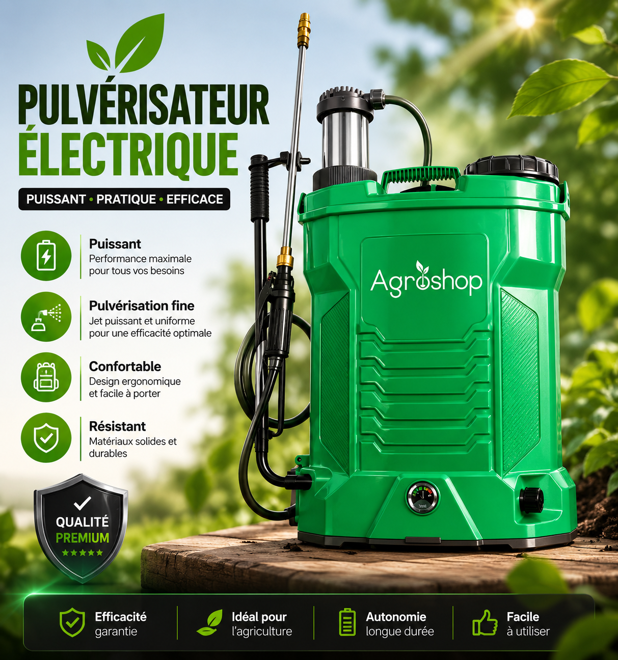PULVÉRISATEUR ÉLECTRIQUE AGROSHOP 16L